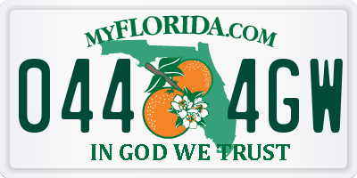 FL license plate 0444GW