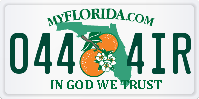 FL license plate 0444IR