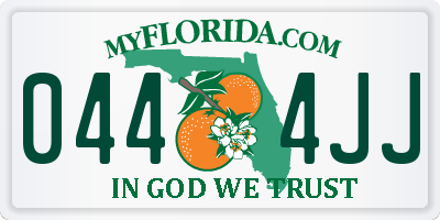 FL license plate 0444JJ