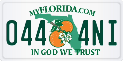FL license plate 0444NI