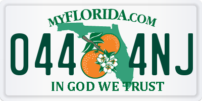 FL license plate 0444NJ