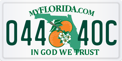 FL license plate 0444OC
