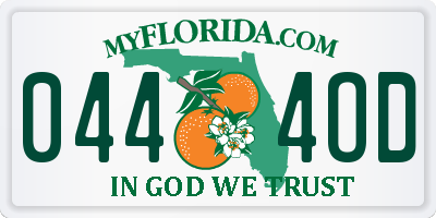 FL license plate 0444OD