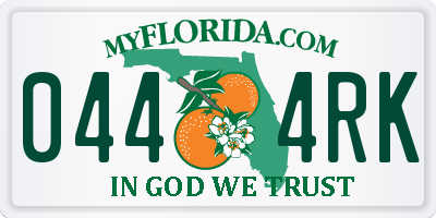 FL license plate 0444RK