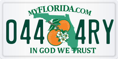 FL license plate 0444RY