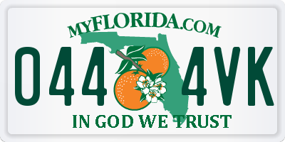 FL license plate 0444VK