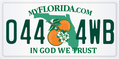 FL license plate 0444WB