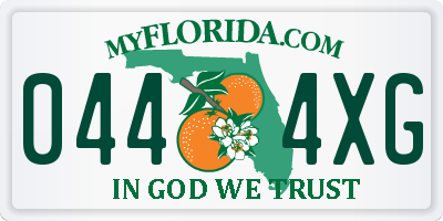 FL license plate 0444XG
