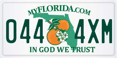 FL license plate 0444XM