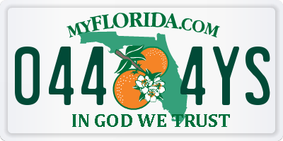 FL license plate 0444YS