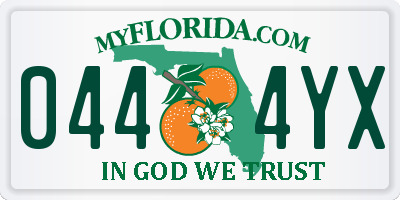 FL license plate 0444YX