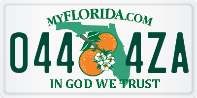 FL license plate 0444ZA