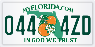 FL license plate 0444ZD