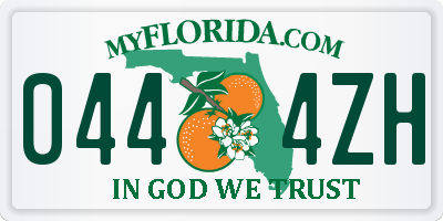 FL license plate 0444ZH
