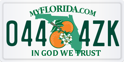 FL license plate 0444ZK