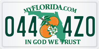 FL license plate 0444ZO