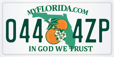 FL license plate 0444ZP