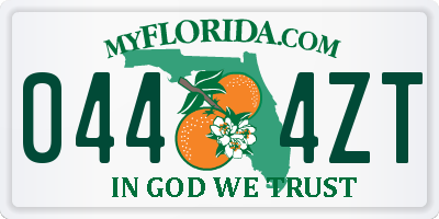FL license plate 0444ZT