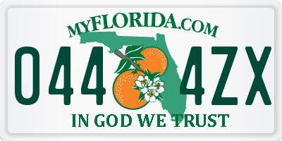 FL license plate 0444ZX