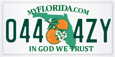 FL license plate 0444ZY
