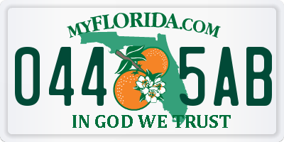 FL license plate 0445AB