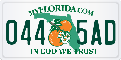 FL license plate 0445AD