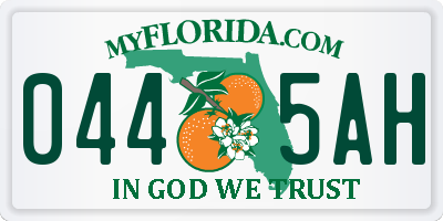 FL license plate 0445AH