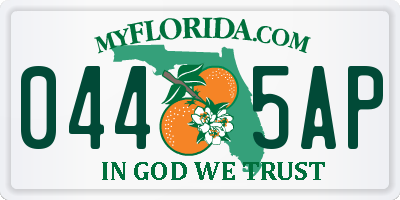 FL license plate 0445AP