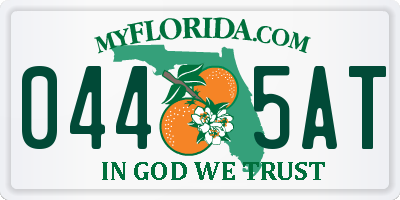 FL license plate 0445AT