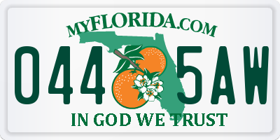 FL license plate 0445AW