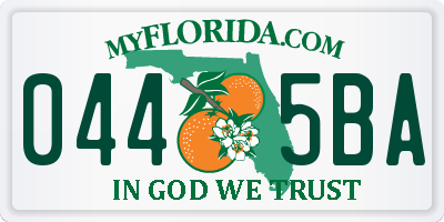 FL license plate 0445BA