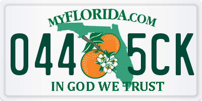 FL license plate 0445CK