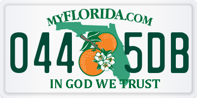 FL license plate 0445DB