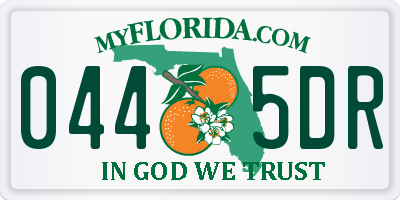 FL license plate 0445DR