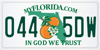 FL license plate 0445DW