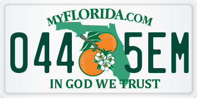 FL license plate 0445EM