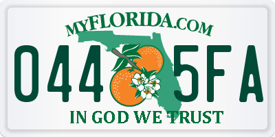FL license plate 0445FA