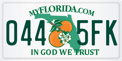 FL license plate 0445FK