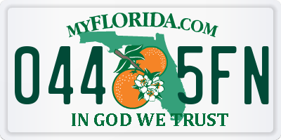 FL license plate 0445FN