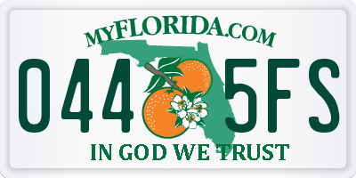 FL license plate 0445FS