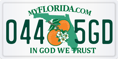 FL license plate 0445GD