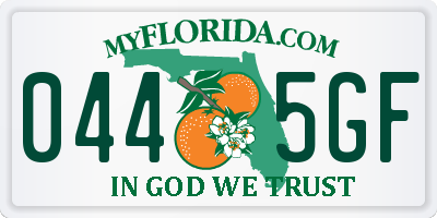 FL license plate 0445GF