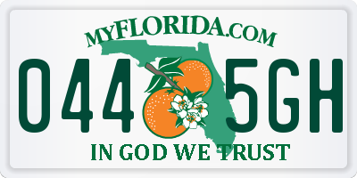 FL license plate 0445GH