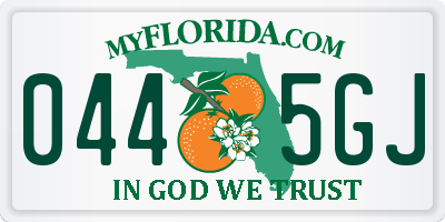 FL license plate 0445GJ