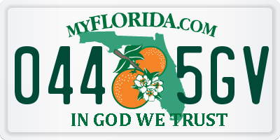 FL license plate 0445GV