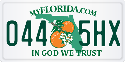 FL license plate 0445HX