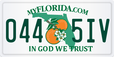 FL license plate 0445IV