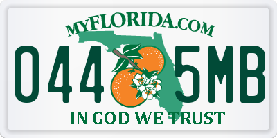 FL license plate 0445MB