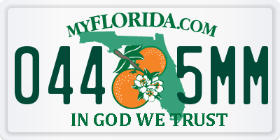 FL license plate 0445MM