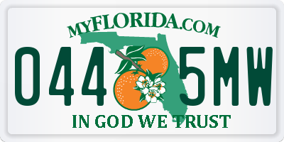 FL license plate 0445MW